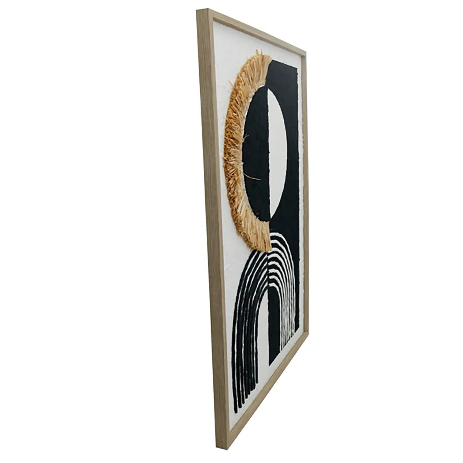 3D Abstract Tassel Framed Wall Art - Black & White