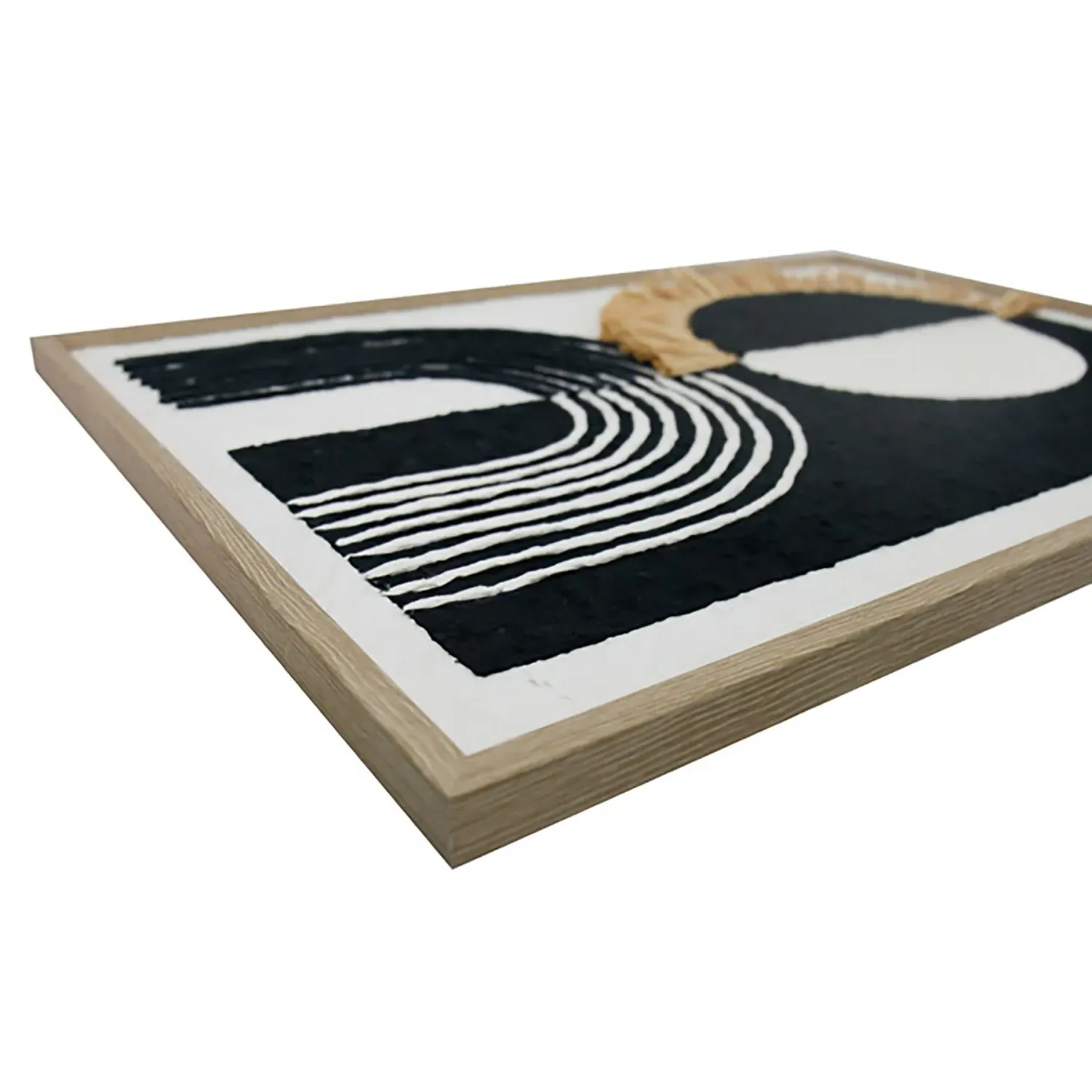 3D Abstract Tassel Framed Wall Art - Black & White