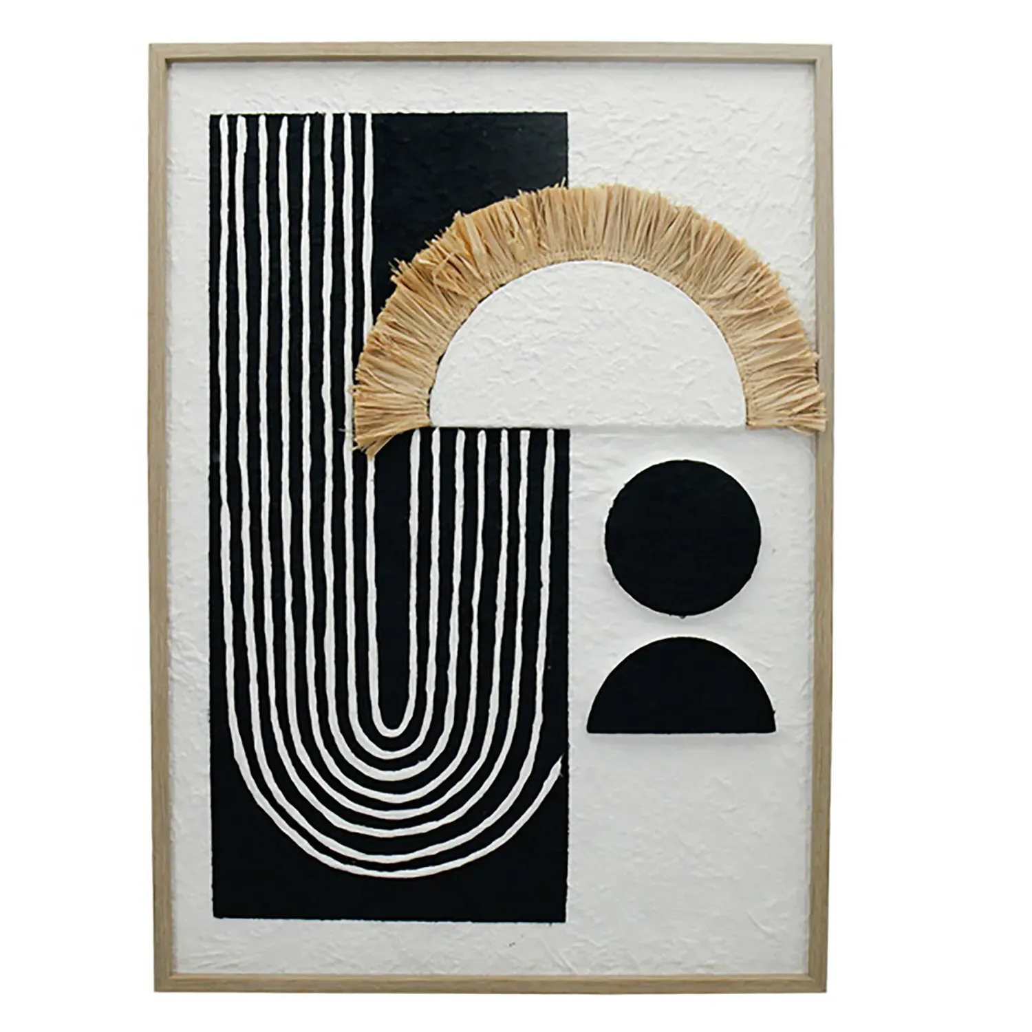 3D Abstract Tassel Framed Wall Art - Black & White
