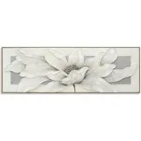3D Embellished Flower Canvas - White, Grey