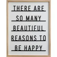 3D Reasons To Be Happy Framed Wall Plaque - White