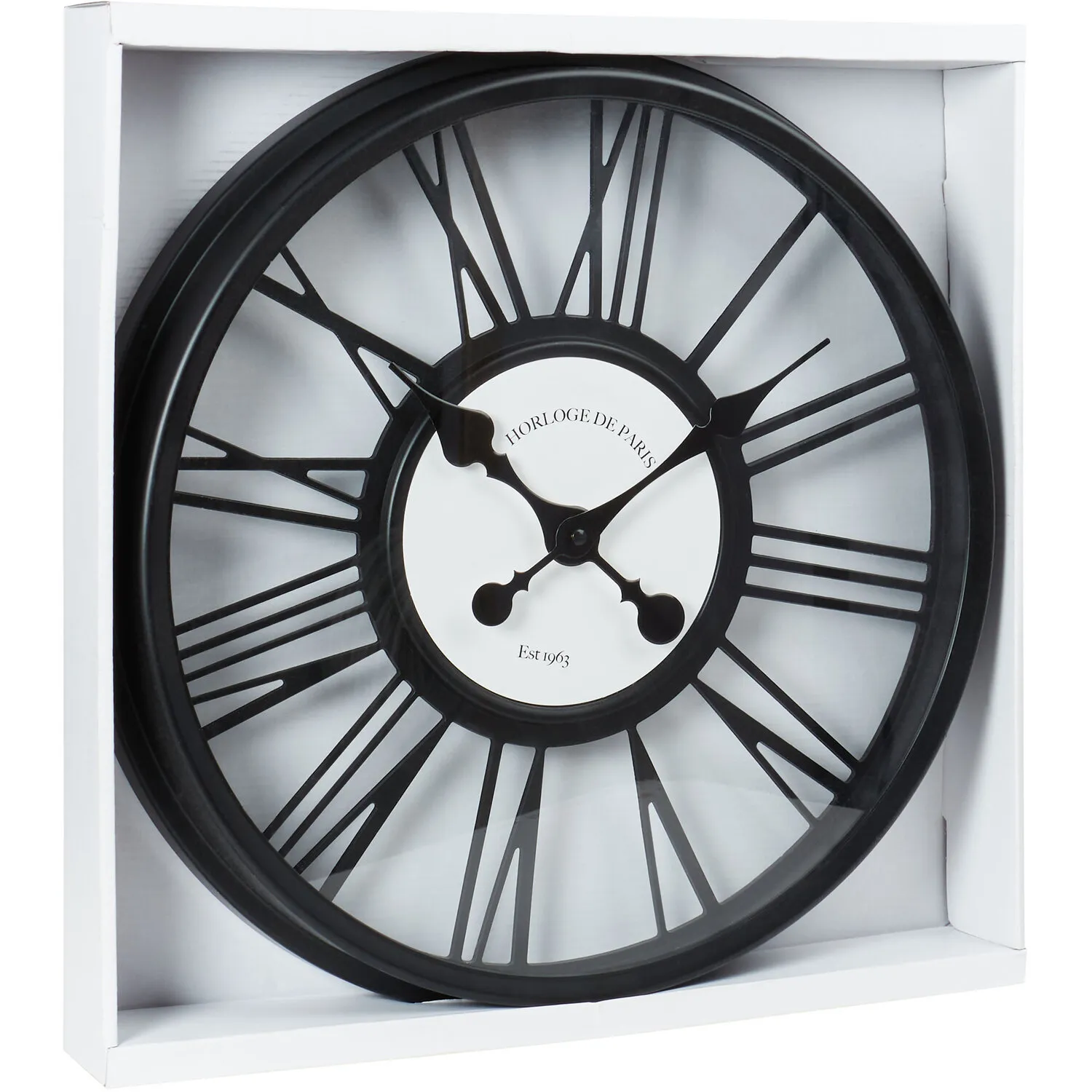 3D Round Wall Clock 45cm - Black