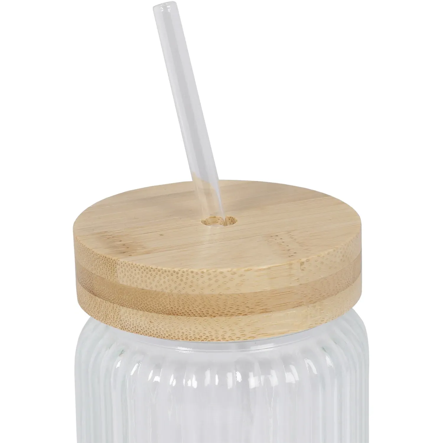 450ml Drinking Jar with Bamboo Lid - Clear, Glass