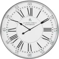49 Bond Street London Round Wall Clock - Silver