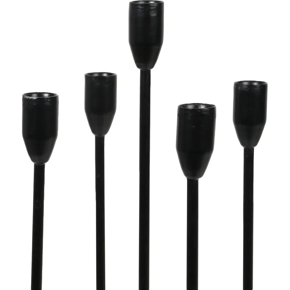 5 Arm Candle Holder - Black