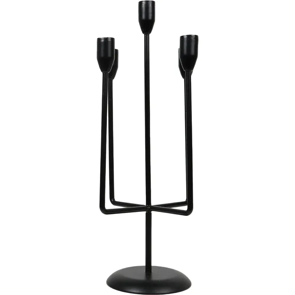 5 Arm Candle Holder - Black