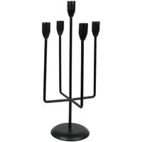 5 Arm Candle Holder - Black