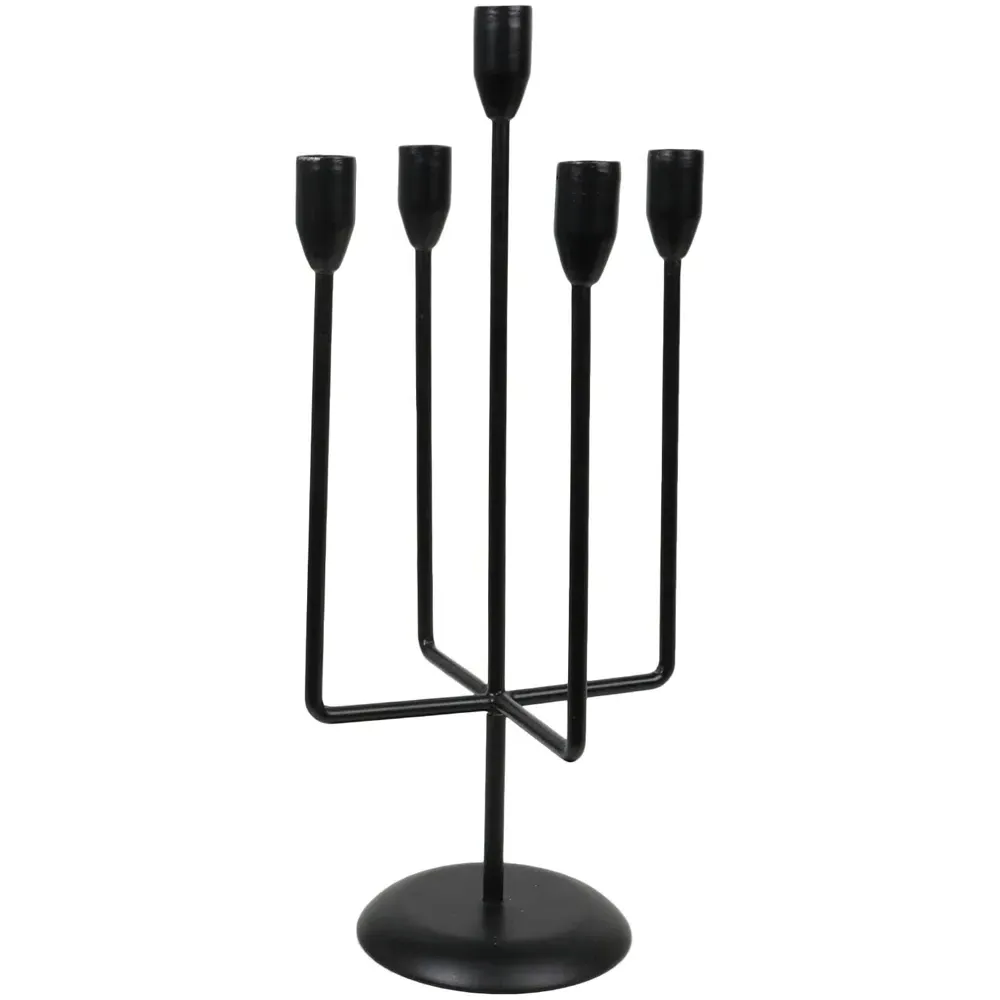 5 Arm Candle Holder - Black
