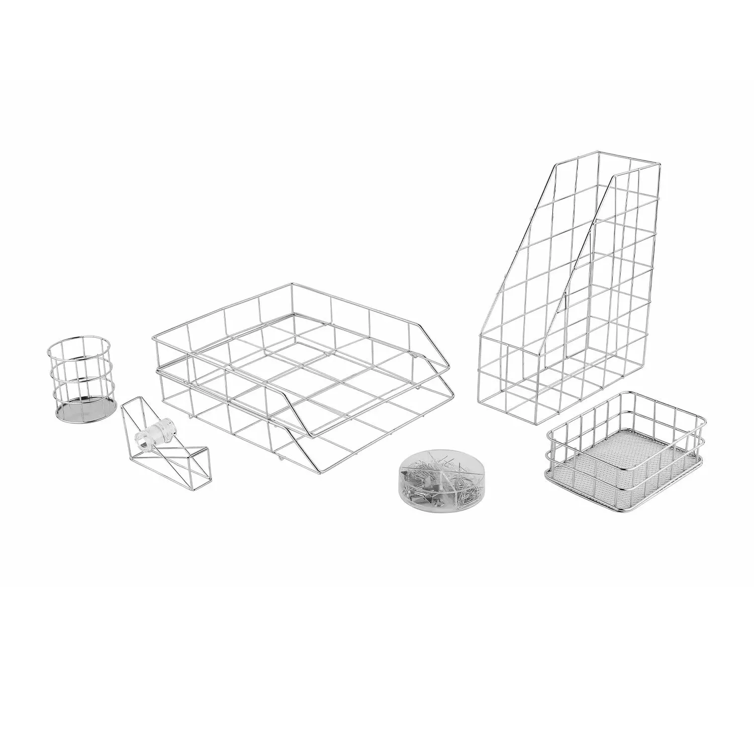 7-Piece Wire Office Set - Silver