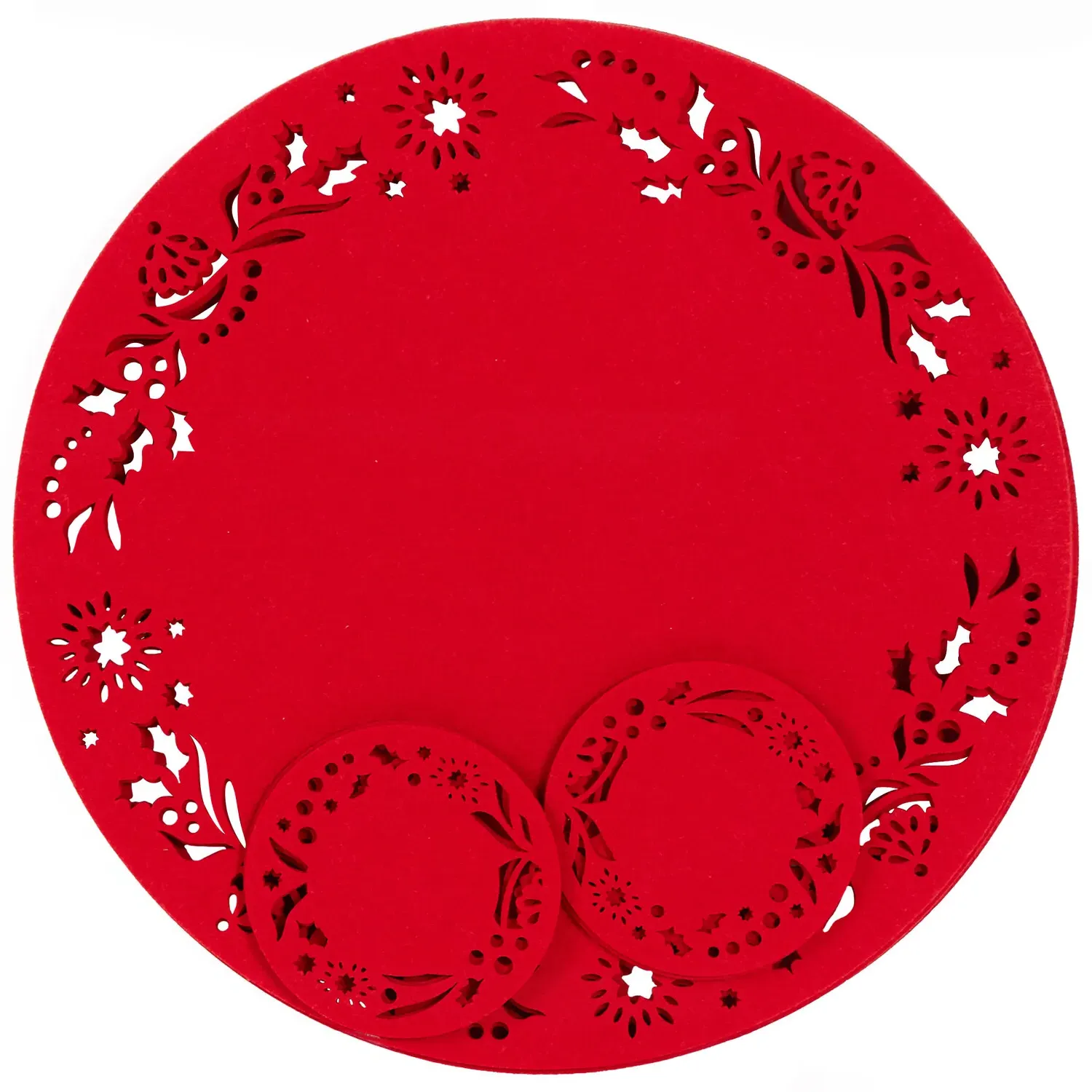 8 Piece Felt Placemat and Coaster Set - Red