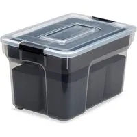 8L Storage Container with Tray and 6 Cups - Black