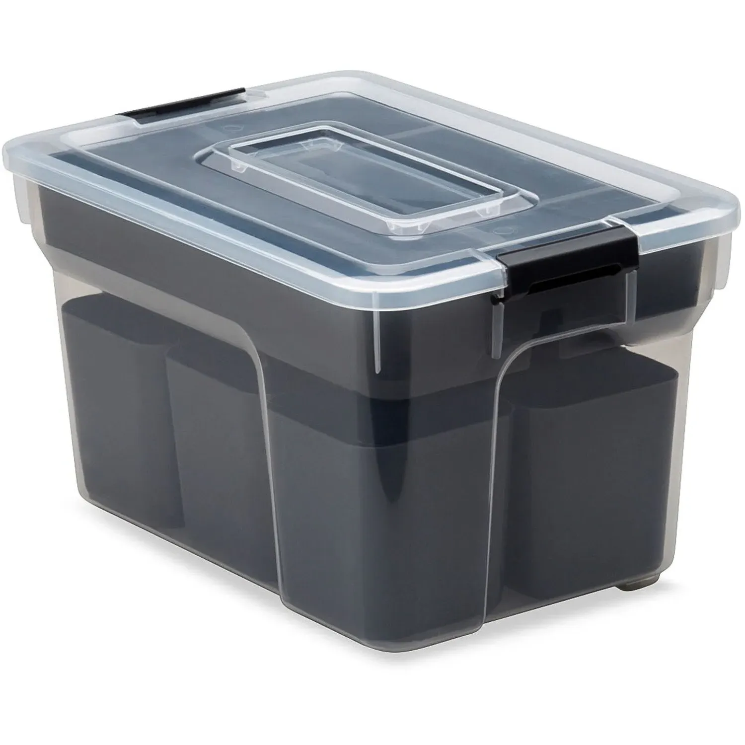 8L Storage Container with Tray and 6 Cups - Black