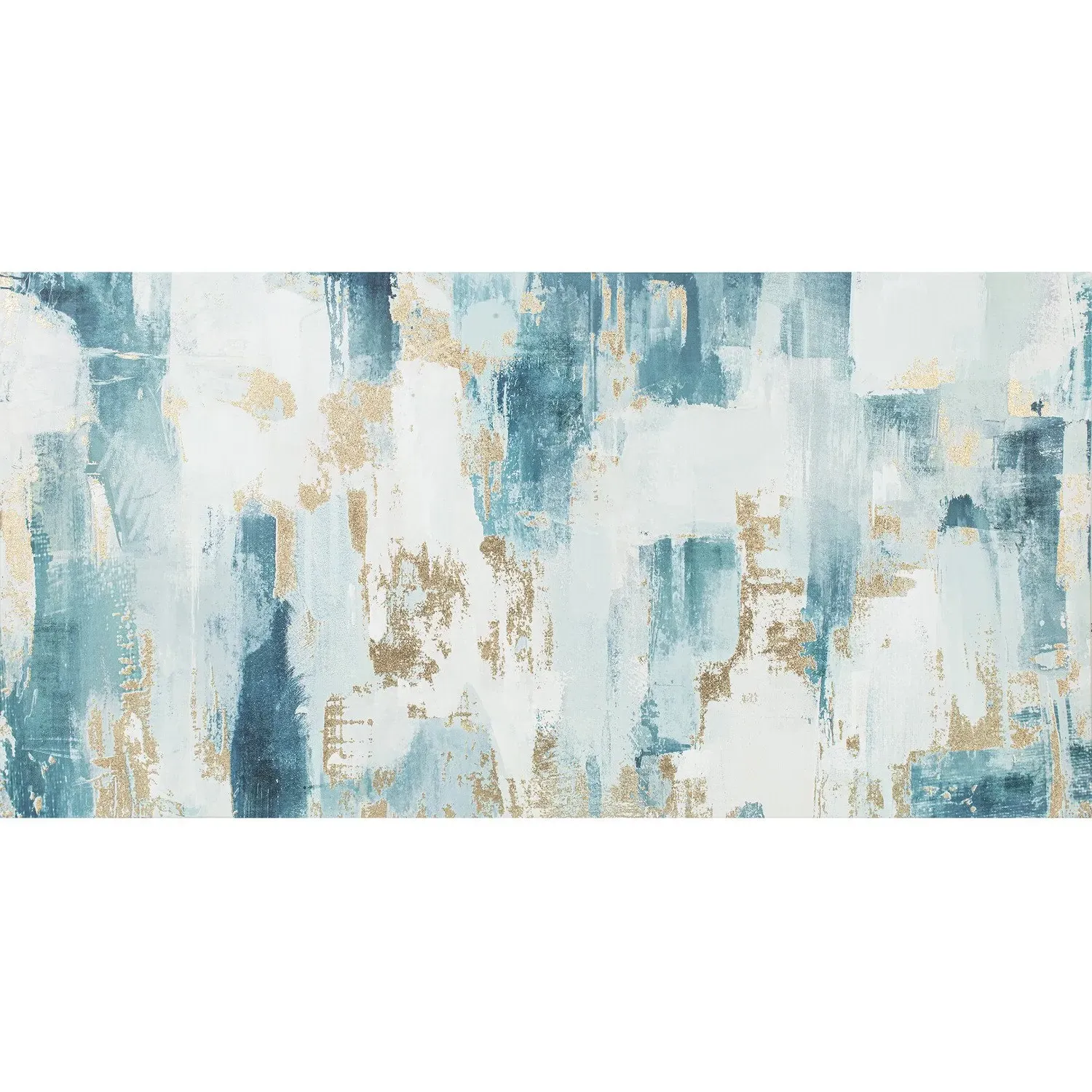 Abstract Canvas Wall Art - Blue, Gold Foil image