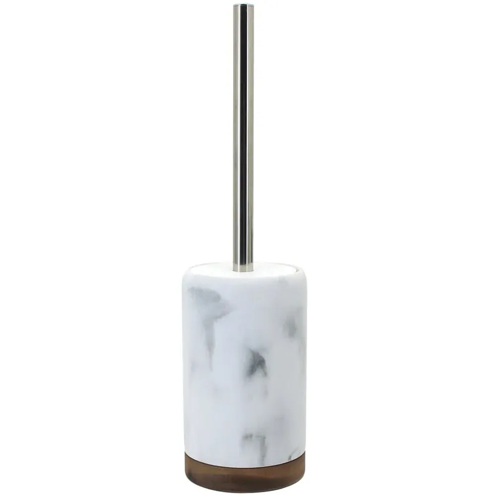 Acacia Toilet Brush Holder - White