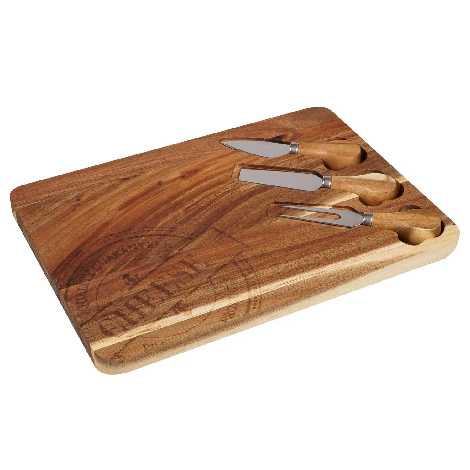 Acacia Wood Cheese Board with Knives