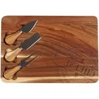 Acacia Wood Cheese Board with Knives