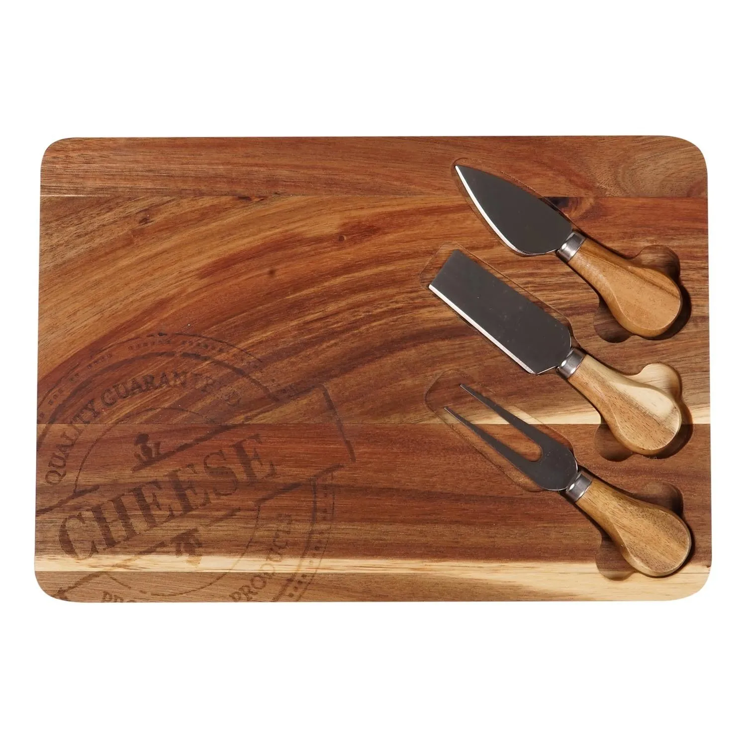 Acacia Wood Cheese Board with Knives image