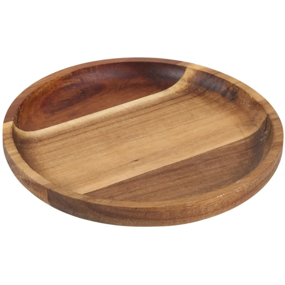 Acacia Wood Round Serving Platter - Natural