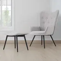 Accent Chair with Footstool - Grey, Linen