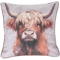 Ada Ingram Highland Cow Cushion - Brown