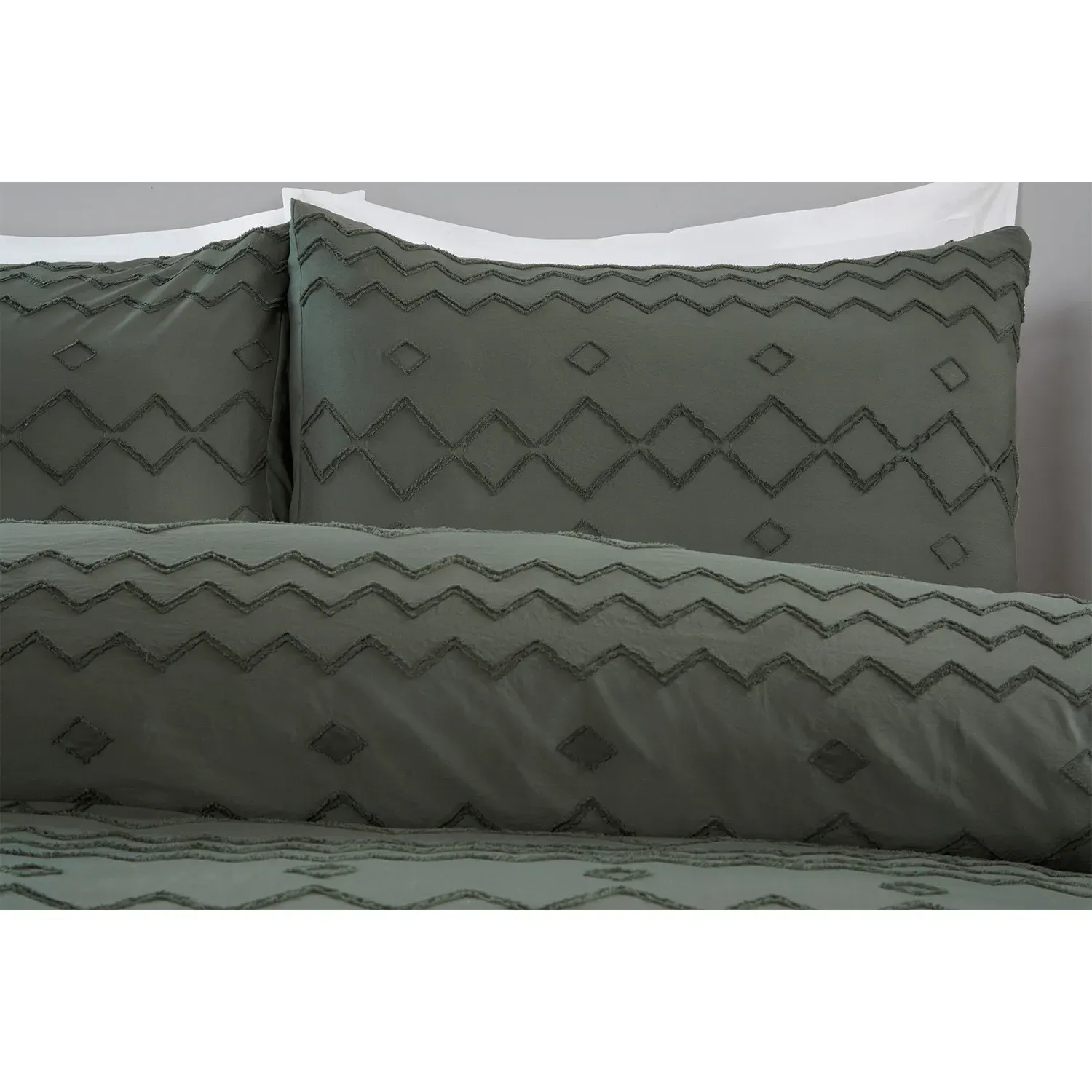 Adah Tufted Geo King Size Duvet Cover Set - Charcoal