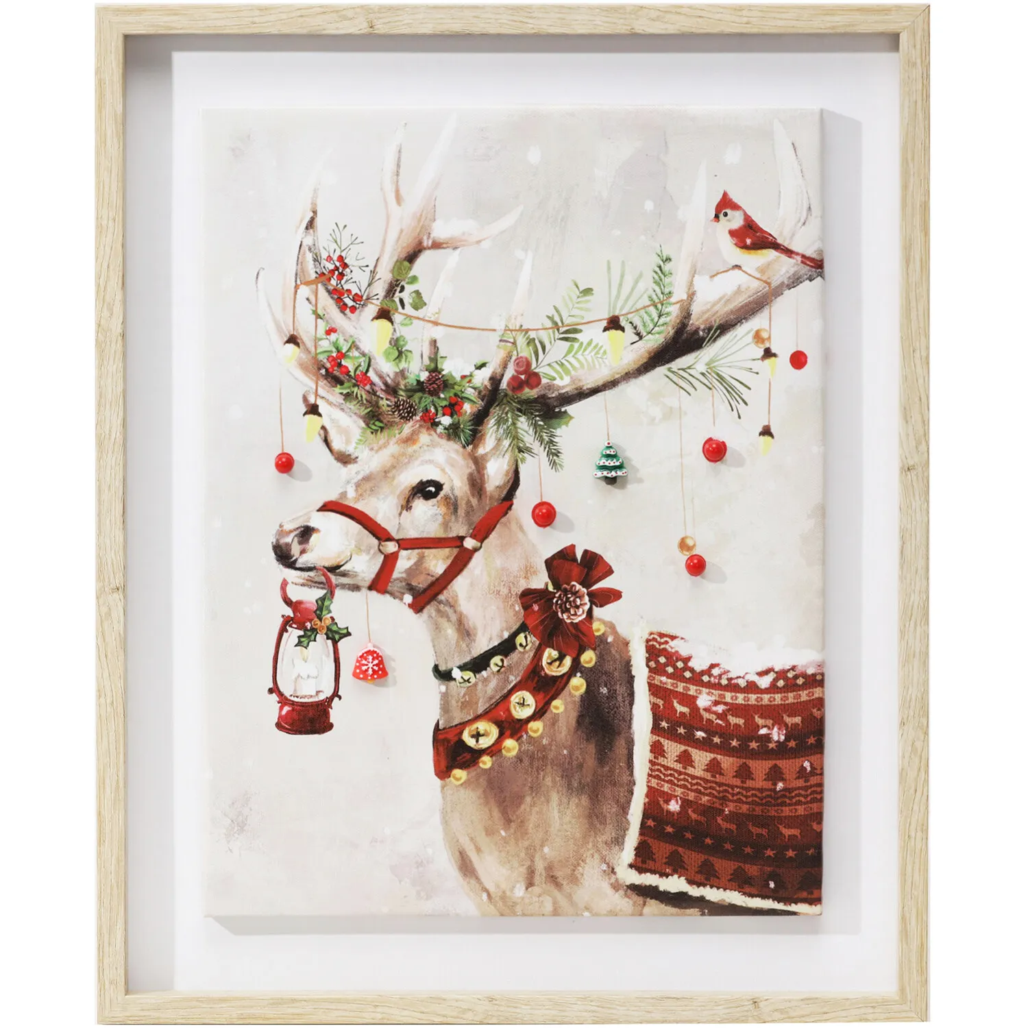 Adorned Frosted Reindeer Framed Wall Art