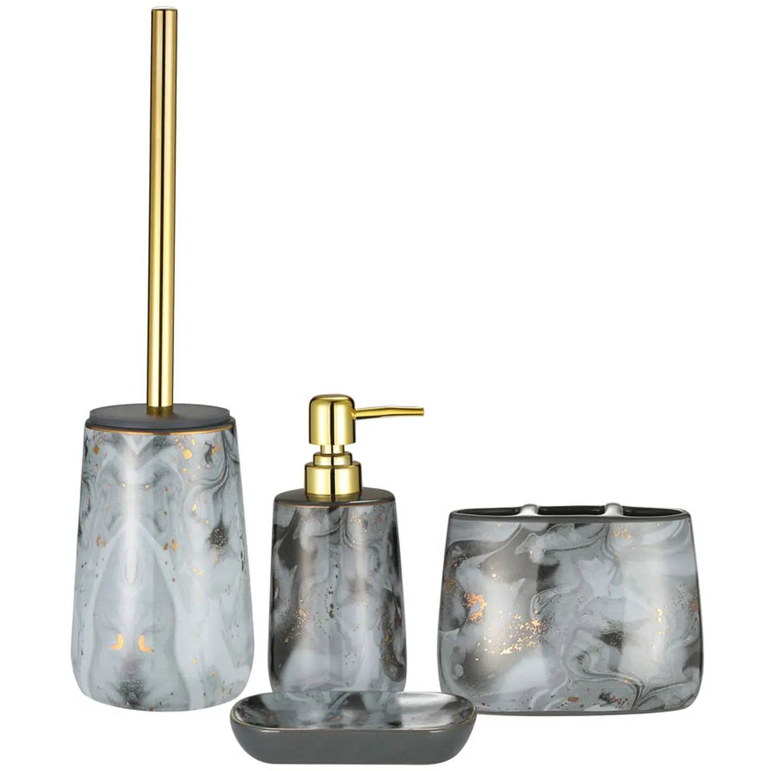 Agate Toilet Brush Holder - Grey, Stoneware