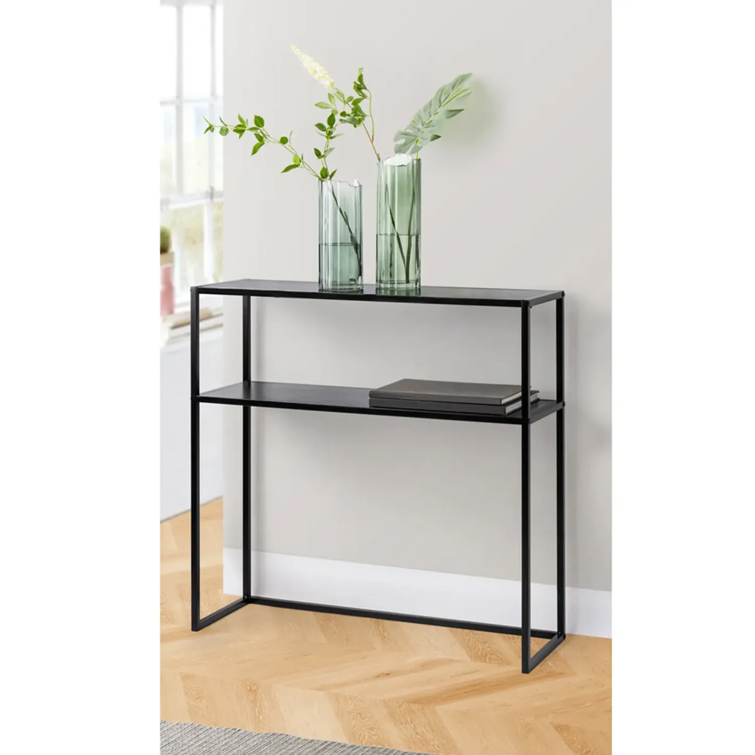 Alanya Console Table with Shelf - Black