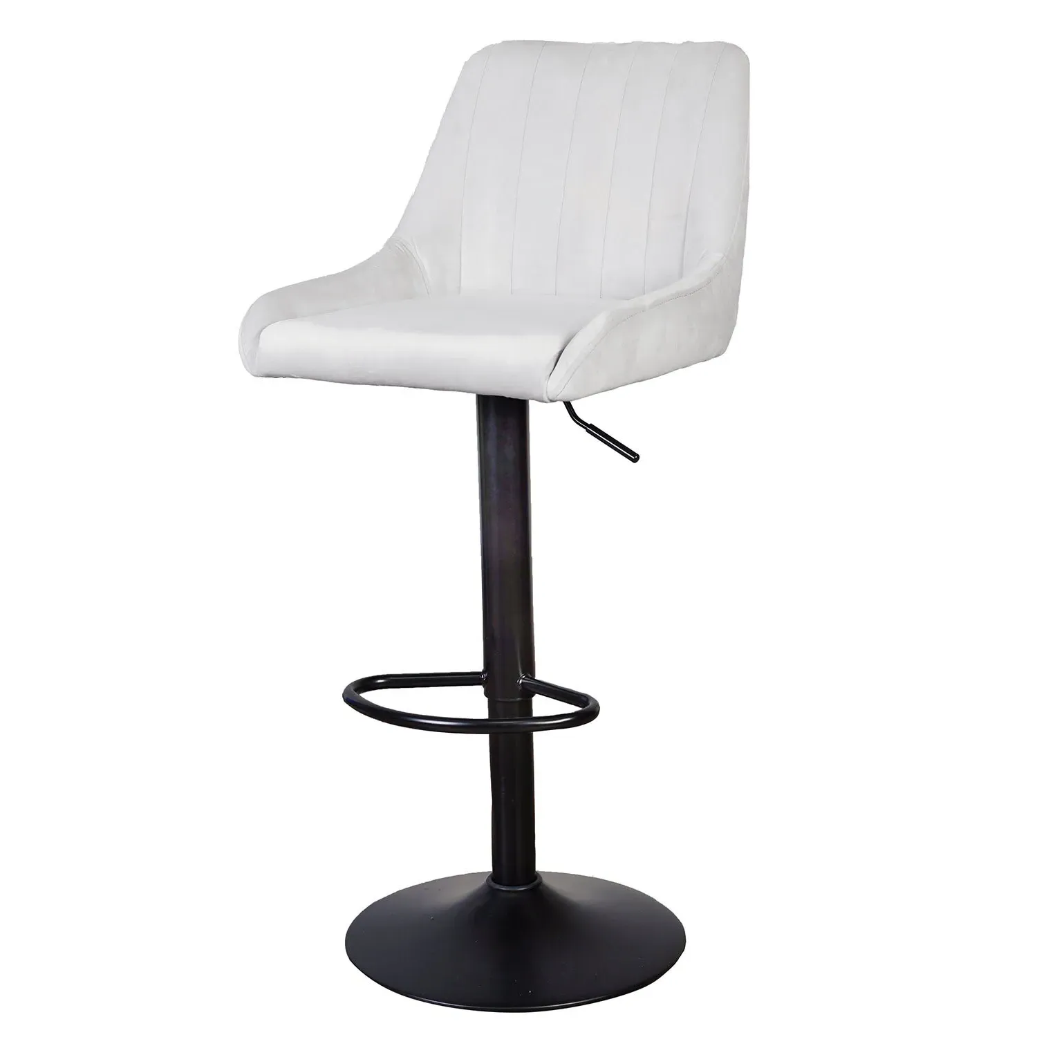 Alexis Velvet Bar Stool with Footrest - Grey