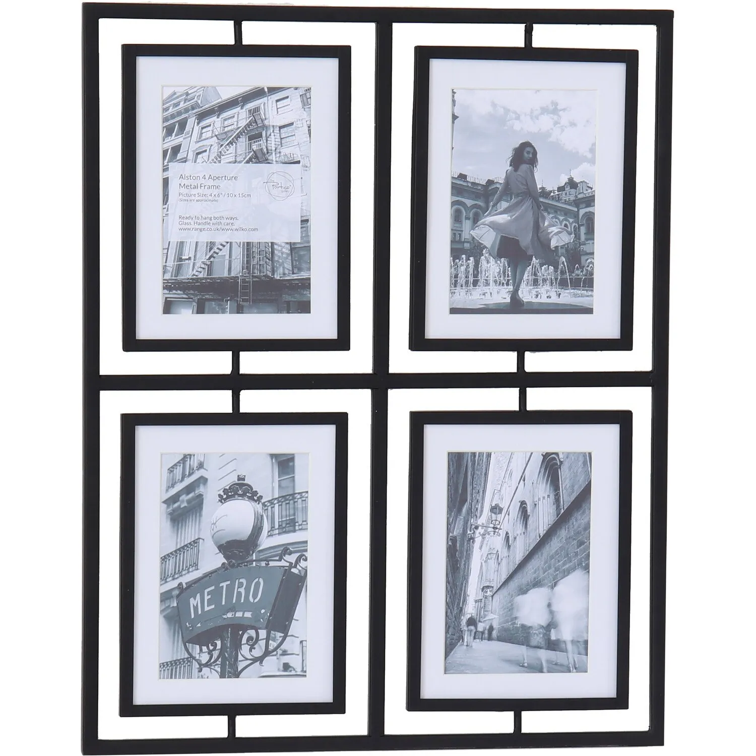 Alston Multi Aperture Metal Photo Frame - Black