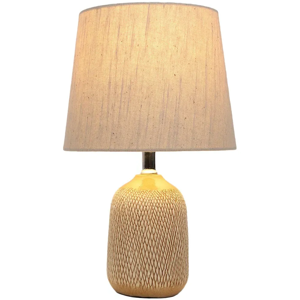 Alva Etched Table Lamp - Cream, Ceramic
