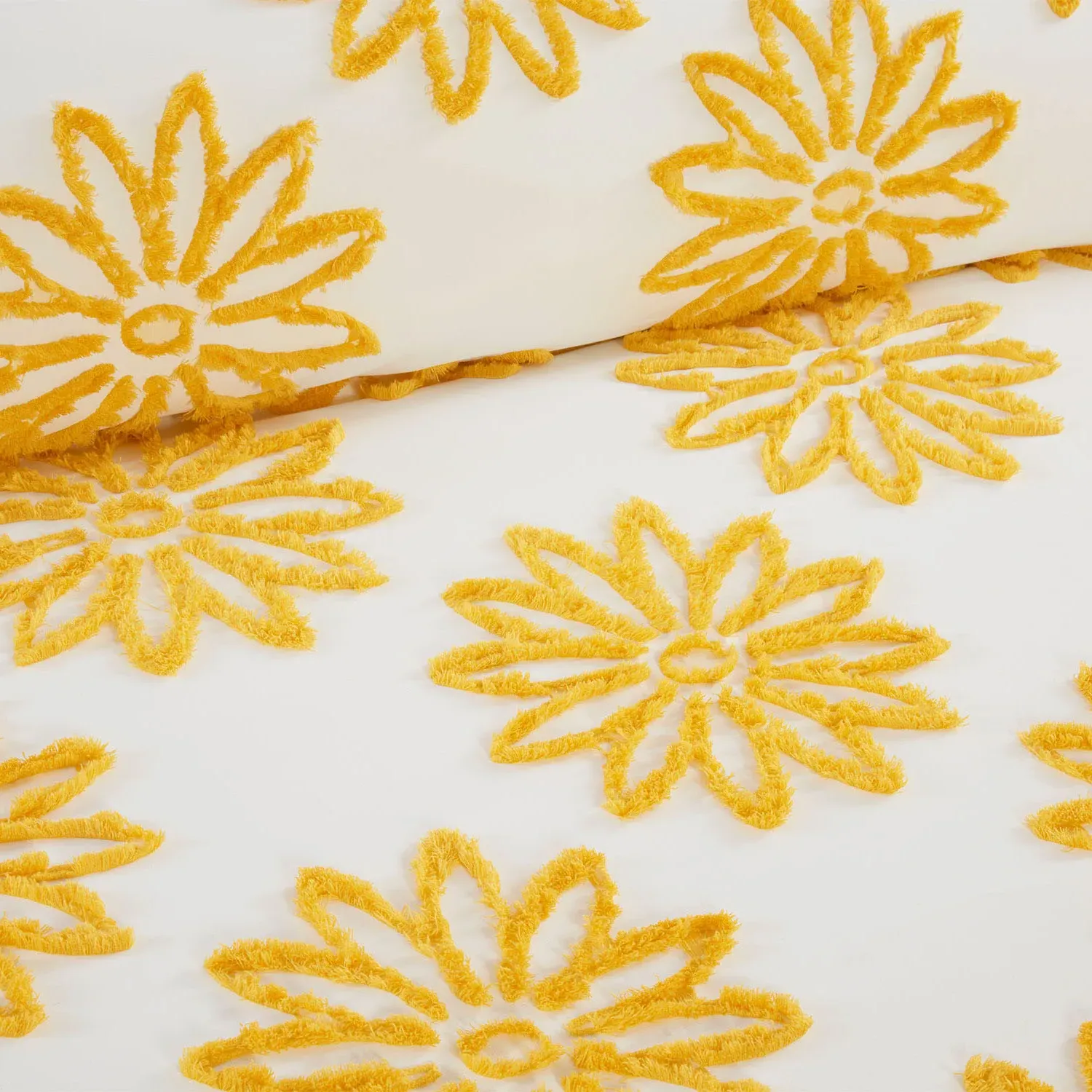 Alyssa Double Tufted Duvet Set - Ochre and White