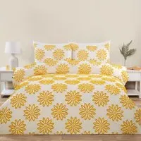 Alyssa King Size Tufted Duvet Set - Ochre and White
