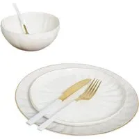 Amalfi 12 Piece Dinner Set - White, Porcelain