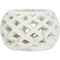 Amara Lattice Hurricane Lantern - White, Cement