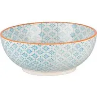 Amari Large Bowl - Light Blue & Orange, Stoneware