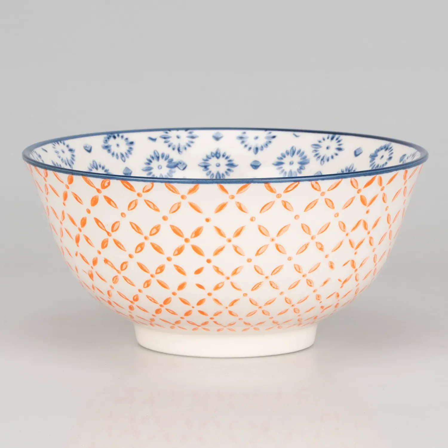 Amari Medium Bowl - Orange & Navy, Stoneware