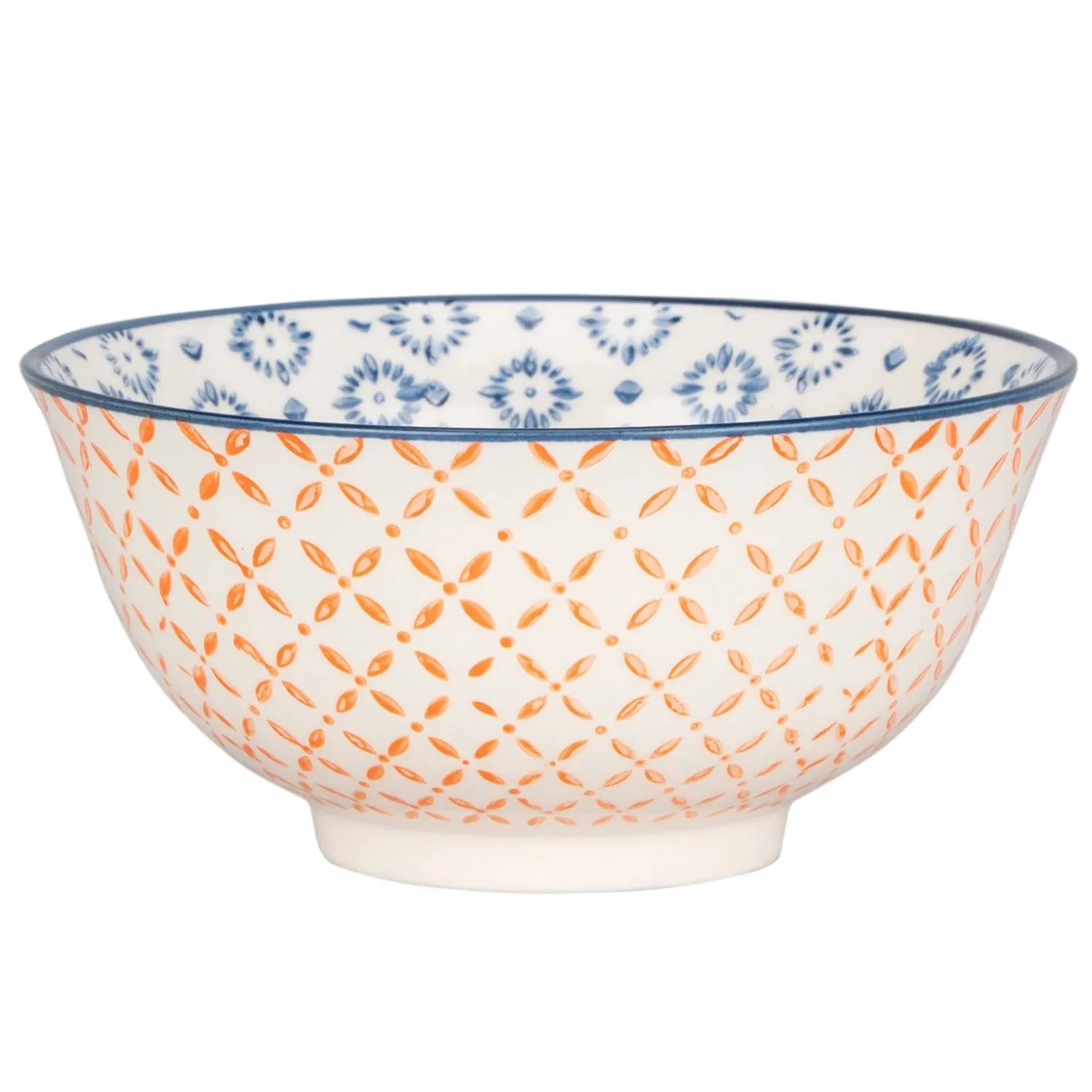 Amari Medium Bowl - Orange & Navy, Stoneware