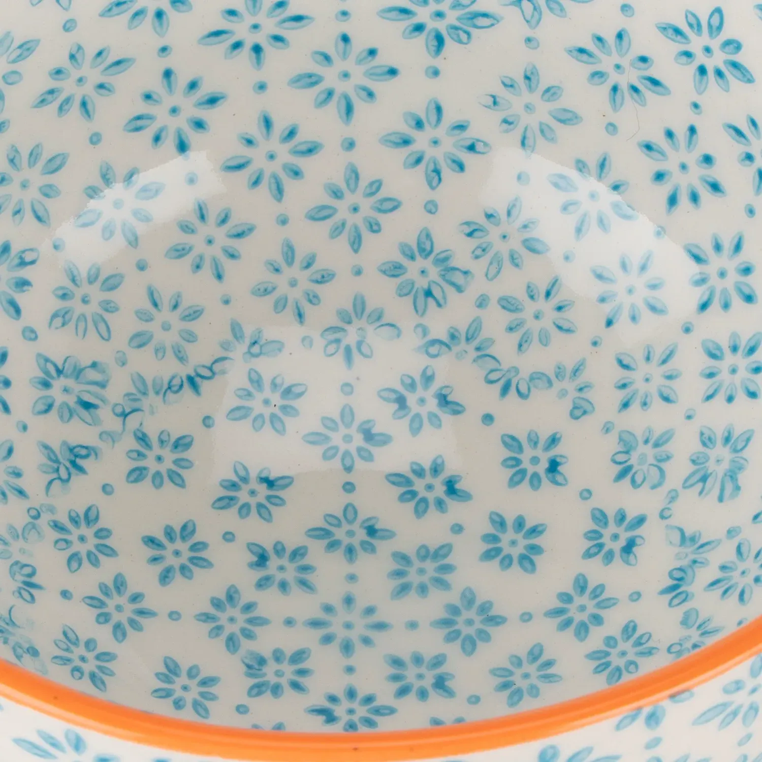Amari Small Bowl - Light Blue & Orange, Stoneware