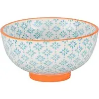 Amari Small Bowl - Light Blue & Orange, Stoneware