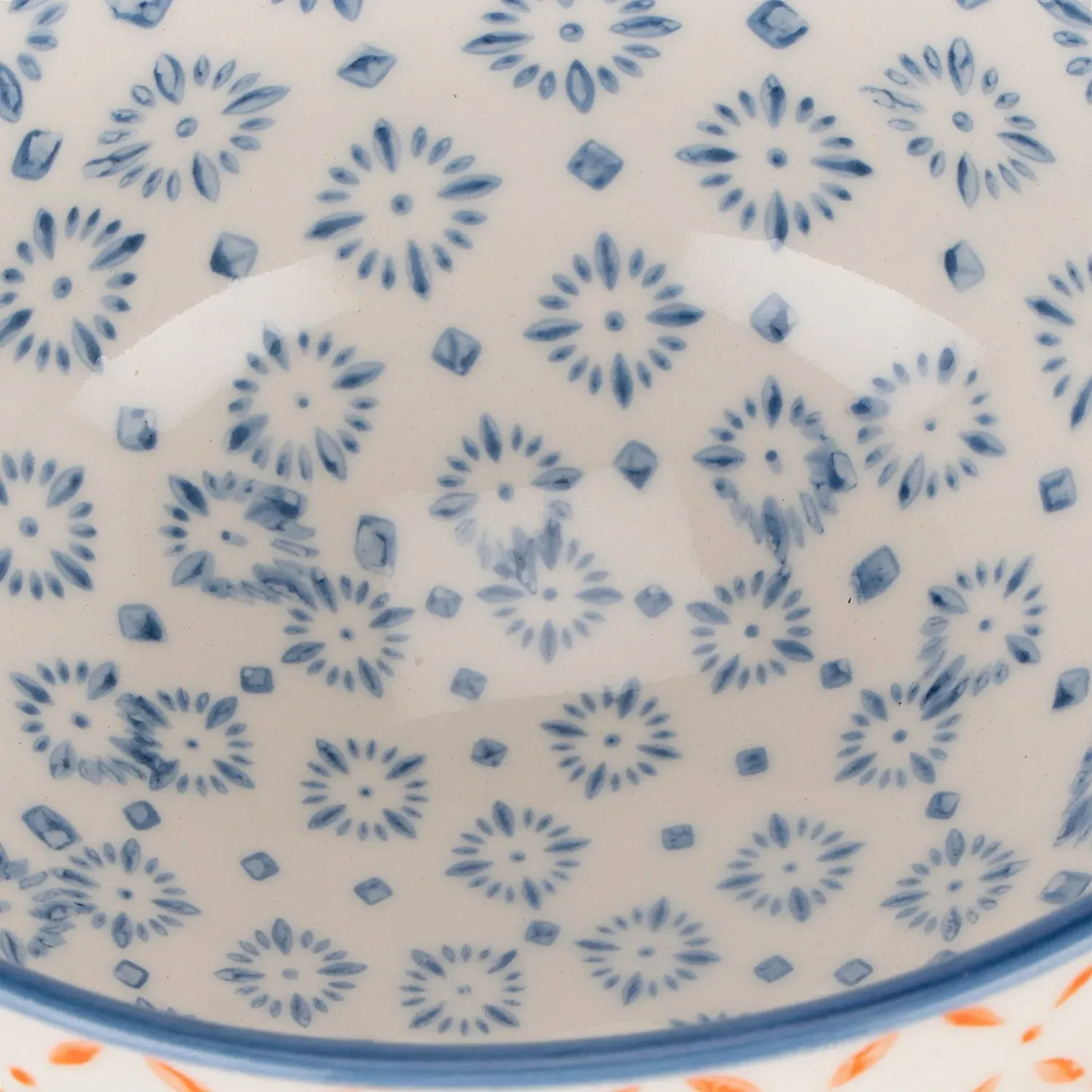 Amari Small Bowl - Orange & Navy, Stoneware