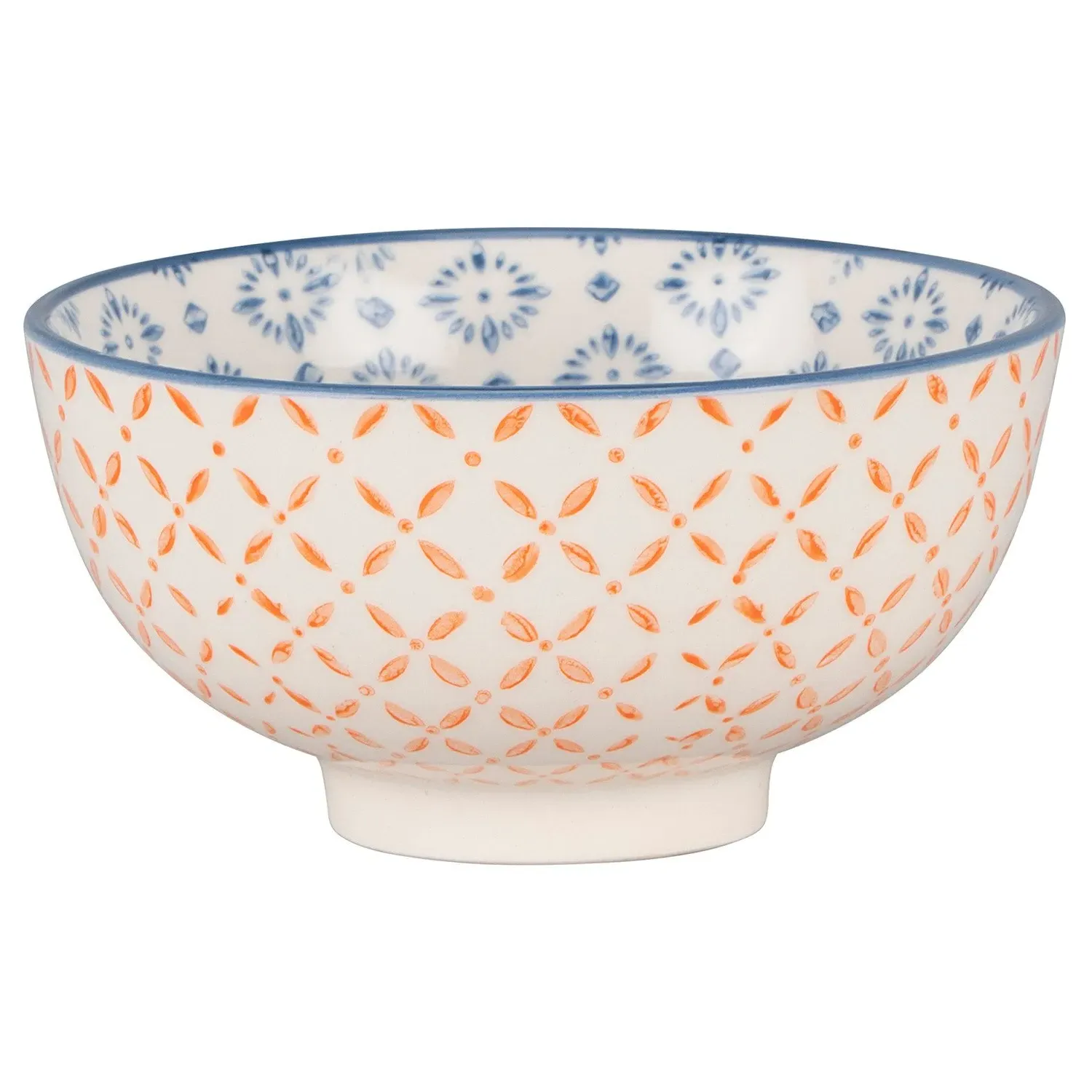 Amari Small Bowl - Orange & Navy, Stoneware