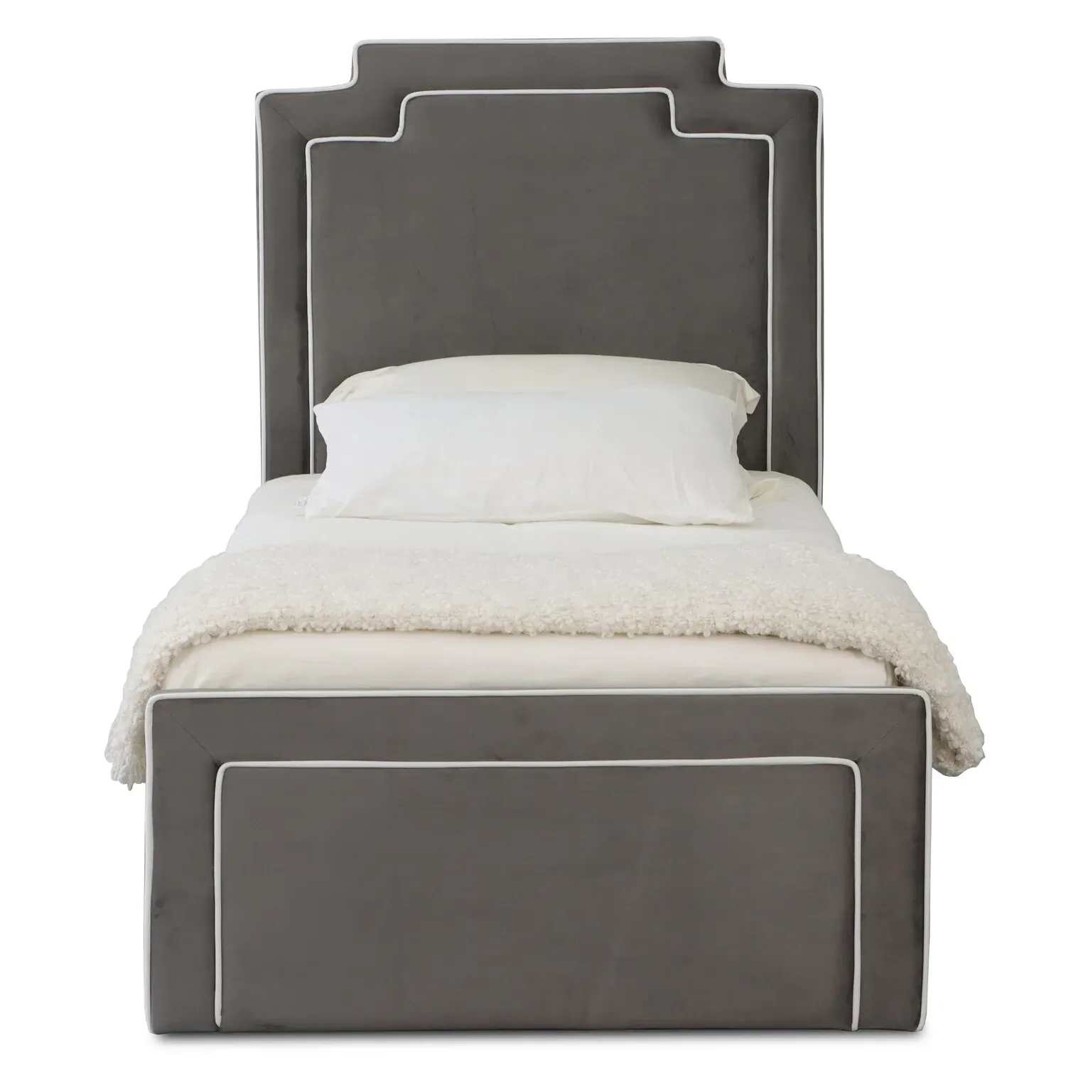 Amelia Single Ottoman Bed with Storage - Grey, Velvet
