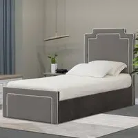 Amelia Single Ottoman Bed with Storage - Grey, Velvet