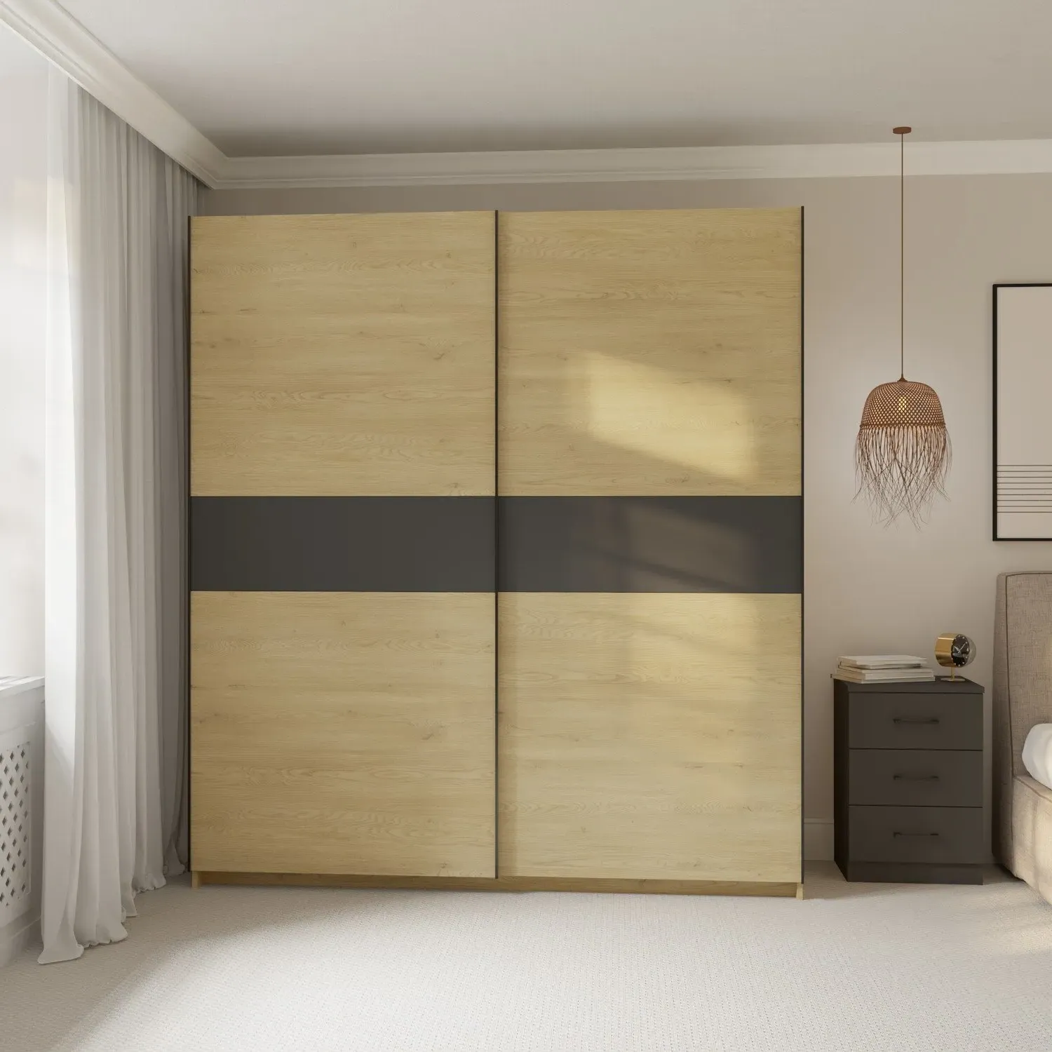 Andora Large Sliding Wardrobe - Cream, Anthracite