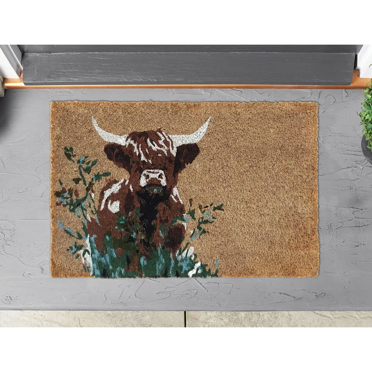 Animal Printed Coir Door Mat - Brown