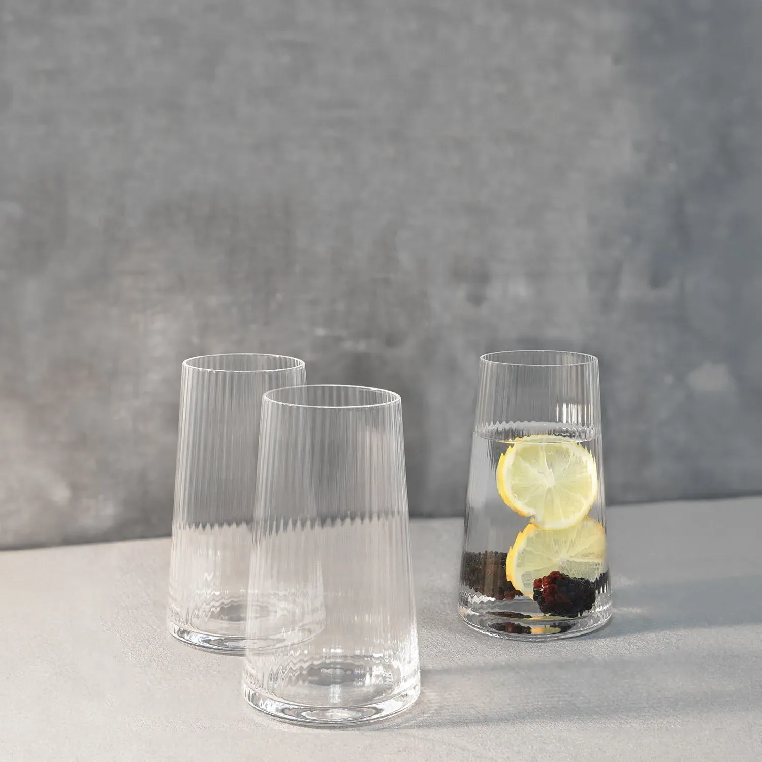 Anya Ribbed Hiball Glass Pack of 4 - Clear