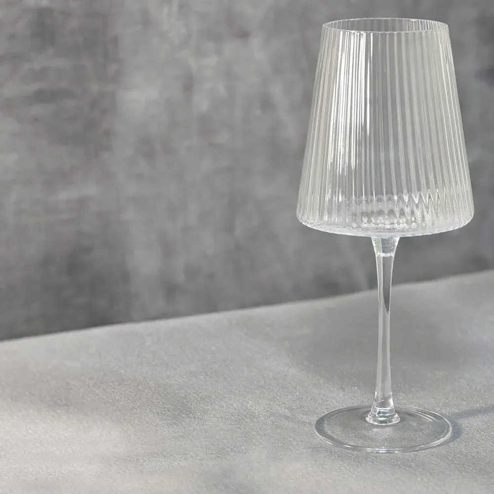 Anya Ribbed Wine Glass Pack of 4 - Clear