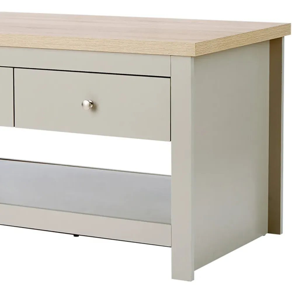 Apollo 2 Drawer Coffee Table - Grey, Oak