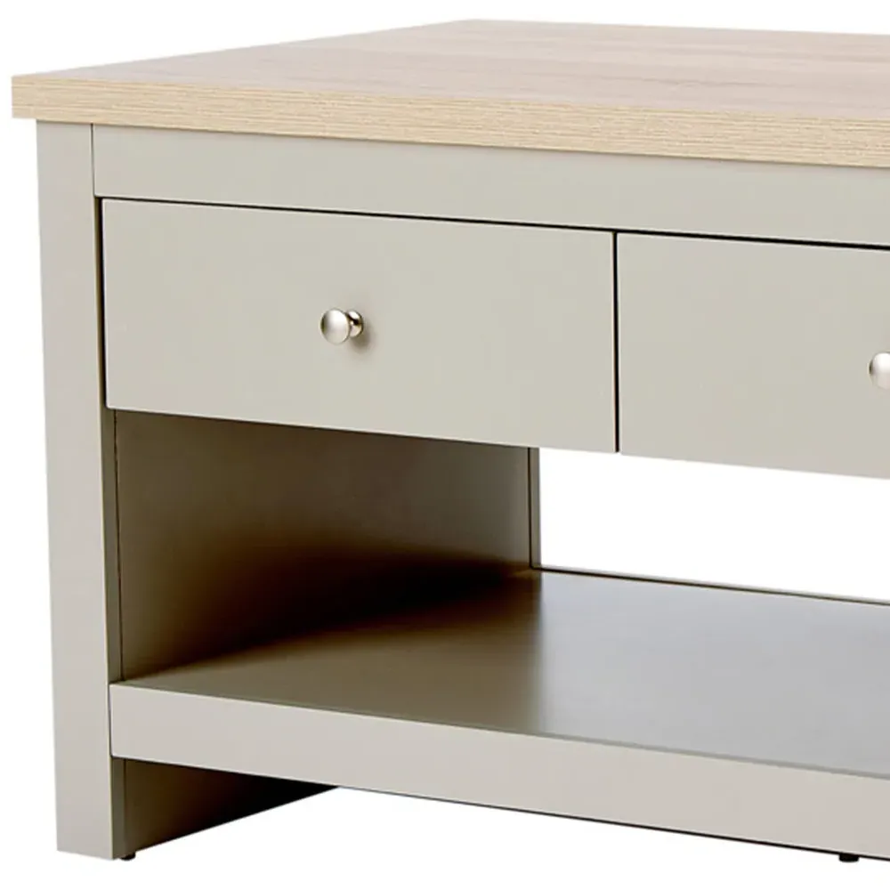 Apollo 2 Drawer Coffee Table - Grey, Oak